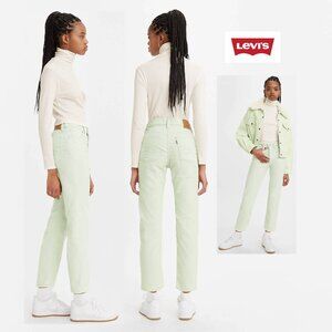 NWT $98 LEVI'S Women 26x28 WEDGIE STRAIGHT FIT CORDUROY Cropped PANTS Jeans MINT